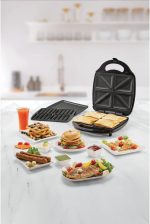 ⁦Black & Decker 1400W 3-in-1 4 Slice Sandwich & Waffle Maker with 180 Degree Grill Mode with Interchangeable Plate, TS4130-B5, 2 Years Warranty⁩ - الصورة ⁦2⁩