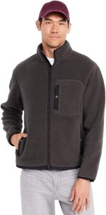 ⁦جاكيت بسحاب من فرو الشيربا للرجال من اولد نافي، مصنوع من البوليستر⁩ - الصورة ⁦2⁩