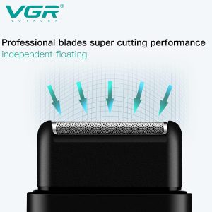 ⁦VGR V-390 Professional Electric Razor - Ultra Thin Rechargeable USB Travel Shaver for Face Care and Beard Trimming - Reciprocating Blade - Men's Electric Shaver - Black⁩ - الصورة ⁦5⁩