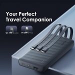 ⁦Oraimo Slice Link Pro 22.5W Super Fast Charging Powerbank 10000mAH, 3 built in Charging Cable,Universal Compatibility,Multi-Layer Protection-Black⁩ - الصورة ⁦2⁩
