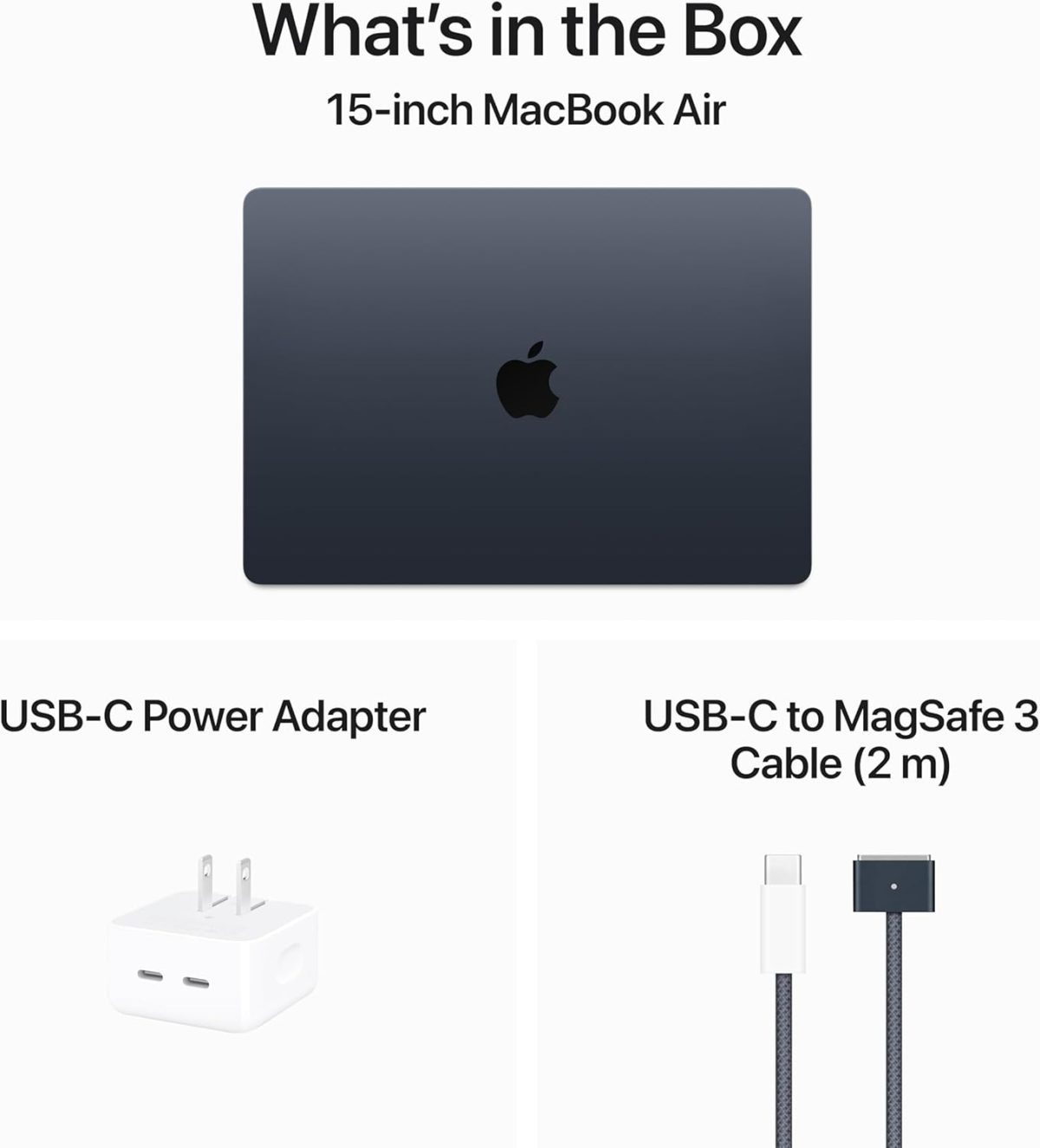 ⁦Apple 2024 MacBook Air 15-inch Laptop with M3 chip: Built for Apple Intelligence, 15.3-inch Liquid Retina Display, 16GB Unified Memory, 512GB SSD Storage, Backlit Keyboard, Touch ID; Midnight⁩ - الصورة ⁦7⁩