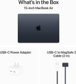 ⁦Apple 2024 MacBook Air 15-inch Laptop with M3 chip: Built for Apple Intelligence, 15.3-inch Liquid Retina Display, 16GB Unified Memory, 512GB SSD Storage, Backlit Keyboard, Touch ID; Midnight⁩ - الصورة ⁦7⁩