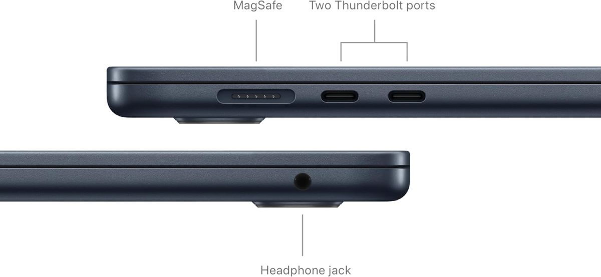 ⁦Apple 2024 MacBook Air 15-inch Laptop with M3 chip: Built for Apple Intelligence, 15.3-inch Liquid Retina Display, 16GB Unified Memory, 512GB SSD Storage, Backlit Keyboard, Touch ID; Midnight⁩ - الصورة ⁦5⁩