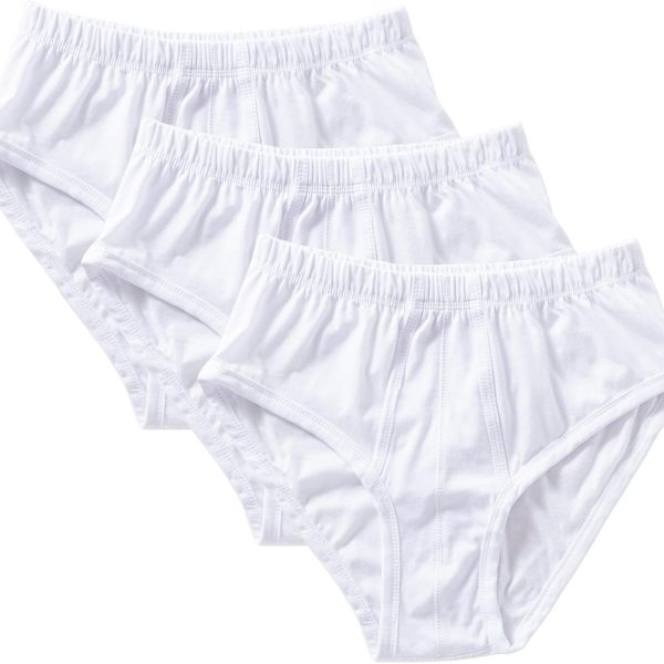 Cottonil Men's 100% Egyptian Cotton Briefs, Classic White Underwear, Pack of 3