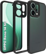 Case Cover Shockproof Hard PC Back Soft TPU Frame Anti-yellowing Slim Protective Cover Compatible with Oppo Reno 14 (Black)