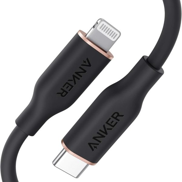 Anker PowerLine III Flow, USB C to Lightning Cable for iPhone 13 13 Pro 12 11 X XS XR 8 Plus [MFi Certified, 3ft, Midnight Black] Supports Power Delivery, Silicone Cable (Charger Not Included)