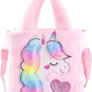 Keetly Unicorn Plush Handbag for Girls || Shoulder Bag with Adjustable Shoulder Strap || Handbags for Toddler, Little Girl || Unicorn Beautiful Bag Pack Of 1