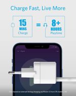 ⁦Anker PowerPort III 20W USB-C Power Supply Charging Cube Quick Charging Option, Compatible with iPhone 15/14/13/12 Series, Galaxy, Pixel 4/3, iPad/iPad Mini, White(Charging Cable Not Included)⁩ - الصورة ⁦3⁩