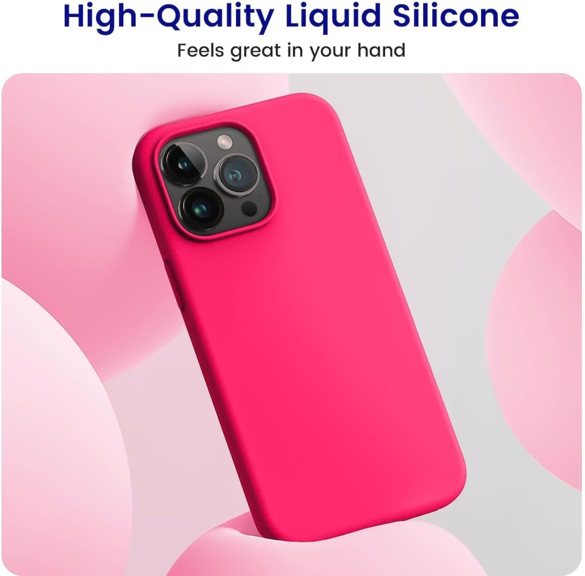 ⁦Dl3 Mobilak Compatible with iPhone 13 Pro Max (6.7 Inch) Case, Liquid Silicone Case, Full Body Protective Cover, Shockproof, Slim Phone Case, Anti-Scratch Soft Microfiber Lining (Neon Pink)⁩ - الصورة ⁦2⁩