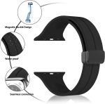 ⁦سوار ساعة آبل 49 ملم 46 ملم 45 ملم 44 ملم 42 ملم و41 ملم 40 ملم 38 ملم نسائي رجالي، رياضي بمشبك مغناطيسي من سيليكون لاي ووتش 10 9 8 7 6 5 SE 4 3 2 1؛ SE2 1 2 3 4 الترا، أسود من فيميجون⁩ - الصورة ⁦5⁩