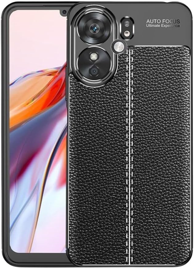 متوافق مع شاومى Poco C65 4G ، - غطاء حماية مقاوم للصدمات بنمط جلدي شديد التحمل فائق الجودة مع حماية للكاميرا - غطاء واقي مضاد للخدش و مقاوم للانزلاق - أسود