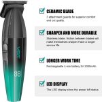 ⁦VGR 906 Fresh Fade Professional Hair Trimmer, 9000rpm Zero Gapped Beard Trimmer for Men, DLC T-Blade Cordless Hair Clipper for Barbers and USB Rechargeable, Green⁩ - الصورة ⁦2⁩