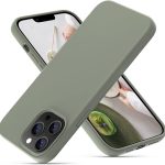 OIIAEE Silicone Case Designed for iPhone 13 Pro Max Case, Ultra Slim Shockproof Protective Liquid Silicone Phone Case with Soft Anti-Scratch Microfiber Lining, 6.7 inch, Copper Green