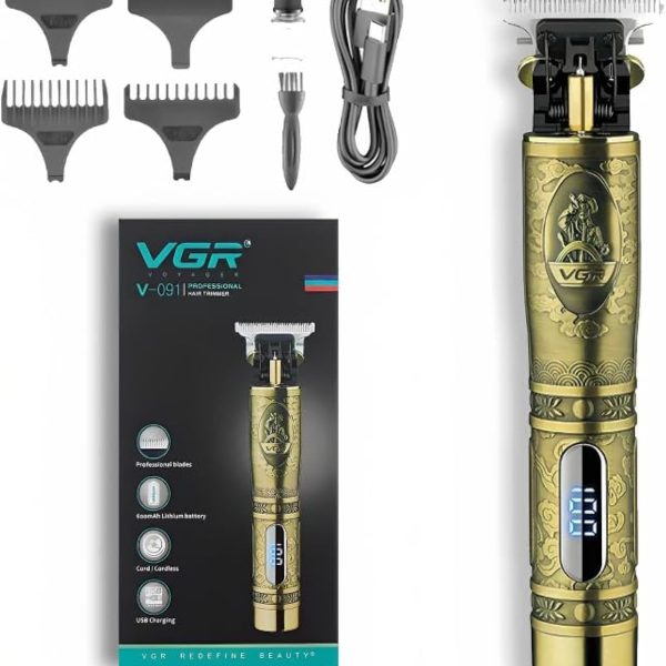 Hair Shaver Hair Clipper & Beard Trimmer for Men, with Precision Blade, Cordless & Cord Use, On/Off Switch, 120 min Usage Time, V-091