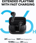 ⁦Soundcore K20i by Anker, Semi-in-Ear Earbuds, Bluetooth Wireless, 36H Playtime, Fast Charge, Clear Sound, ENC 2-Mic Clear Calls, Custom EQ, IPX5, Bluetooth 5.3, App Control (Black) 18 Months Warranty⁩ - الصورة ⁦4⁩