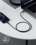 ⁦Anker PowerLine III Flow, USB C to Lightning Cable for iPhone 13 13 Pro 12 11 X XS XR 8 Plus [MFi Certified, 3ft, Midnight Black] Supports Power Delivery, Silicone Cable (Charger Not Included)⁩ - الصورة ⁦6⁩