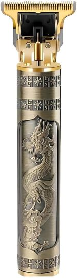 KM-T9 LED Display Shaver with USB Charging - Up to 120 Minutes Runtime - Professional Blades -4 Step Combs – 3 Speeds Up to 7000 RPM - Modern Design - Gold