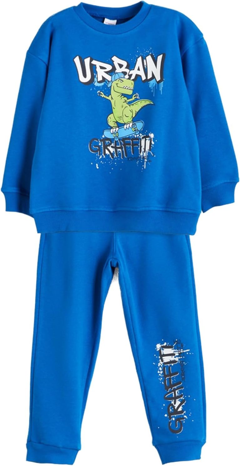LC WAIKIKI Boys Dinosaur Printed Sweatshirt and Sweatpants 2 Pack