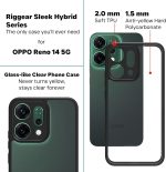 ⁦Case Cover Shockproof Hard PC Back Soft TPU Frame Anti-yellowing Slim Protective Cover Compatible with Oppo Reno 14 (Black)⁩ - الصورة ⁦3⁩