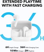 ⁦soundcore K20i by Anker, Semi-in-Ear Earbuds, Bluetooth Wireless, 36H Playtime, Fast Charge, Clear Sound, ENC 2-Mic Clear Calls, Custom EQ, IPX5, Bluetooth 5.3, App Control, White, 18 Months Warranty⁩ - الصورة ⁦4⁩