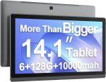 14.1 Inch Large Tablet, Android 13 Computer Tablets, 1920 * 1080 IPS HD Display, WiFi5, Large Screen Tablet 2025, 6GB+128GB+1TB TF Card Expand, 10000mAh Battery for Work/Study