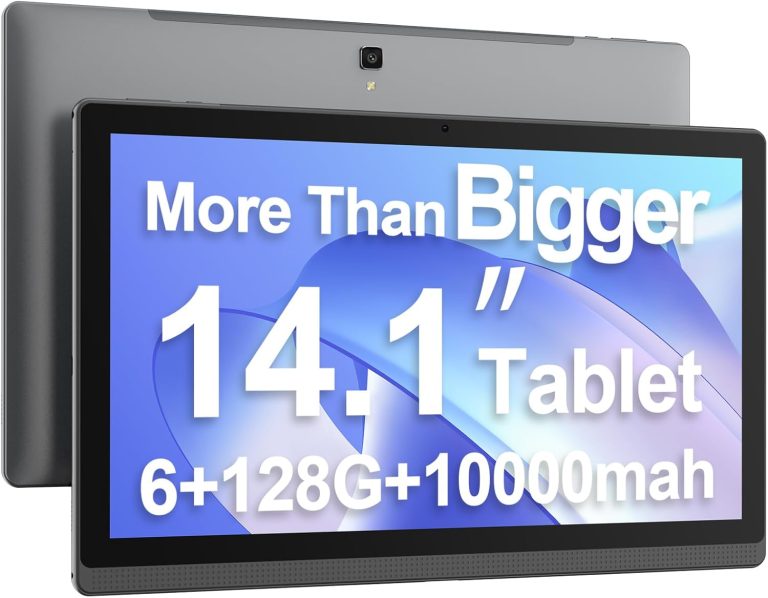 14.1 Inch Large Tablet, Android 13 Computer Tablets, 1920 * 1080 IPS HD Display, WiFi5, Large Screen Tablet 2025, 6GB+128GB+1TB TF Card Expand, 10000mAh Battery for Work/Study
