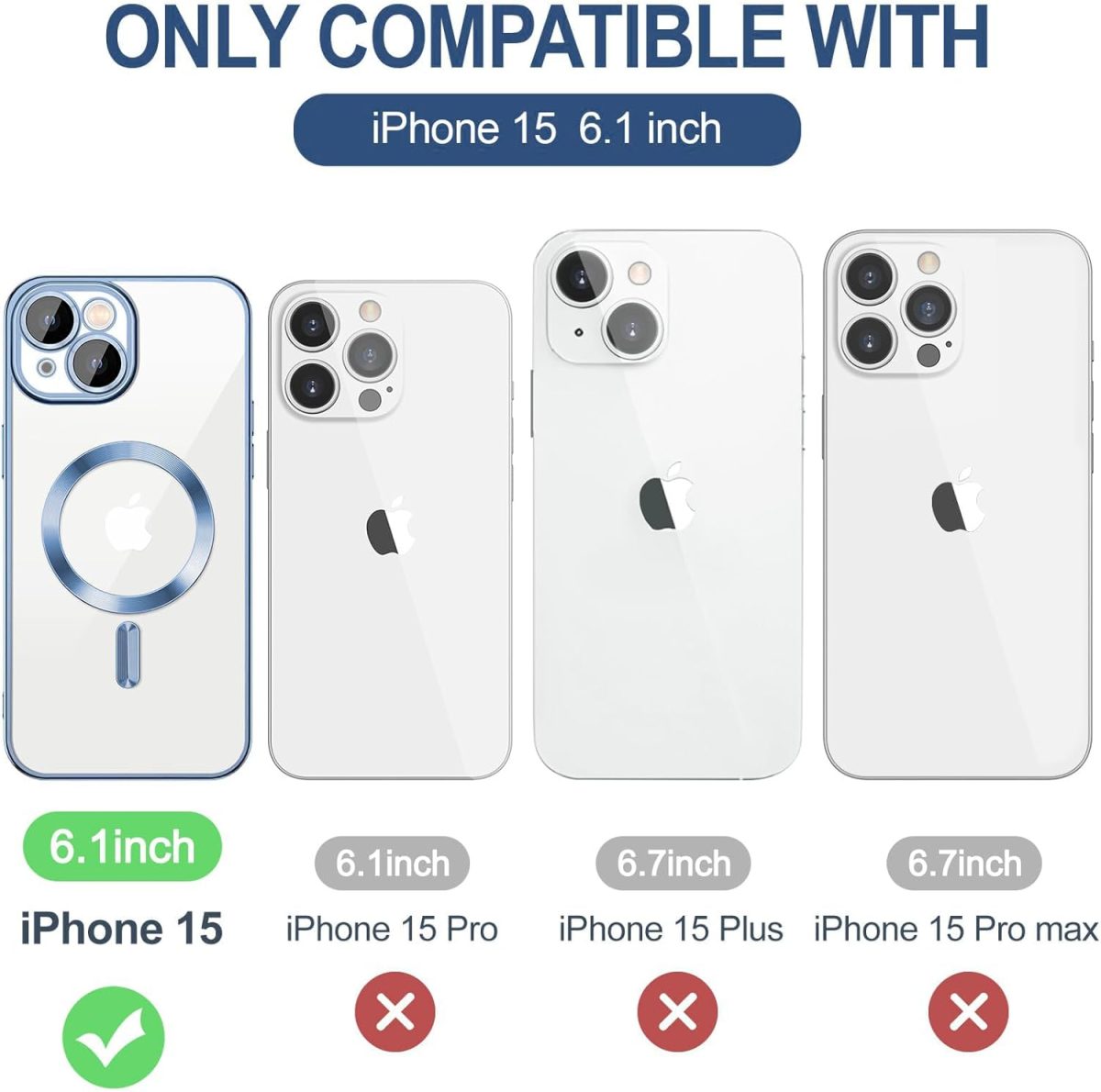 ⁦Dl3 Mobilak Electroplated Case for iPhone 15 6.1-Inch, Camera Lens Full Protection, Compatible with MagSafe Wireless Charging, Shockproof Soft TPU Phone Cover (Sierra Blue)⁩ - الصورة ⁦8⁩