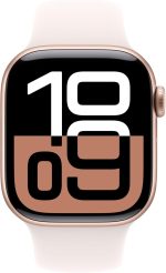 ⁦Apple Watch Series 10 GPS 42 mm Smartwatch with Rose Gold Aluminium Case with Light Blush Sport Band - S/M. Fitness Tracker, ECG App, Always-On Retina Display, Water Resistant⁩ - الصورة ⁦2⁩