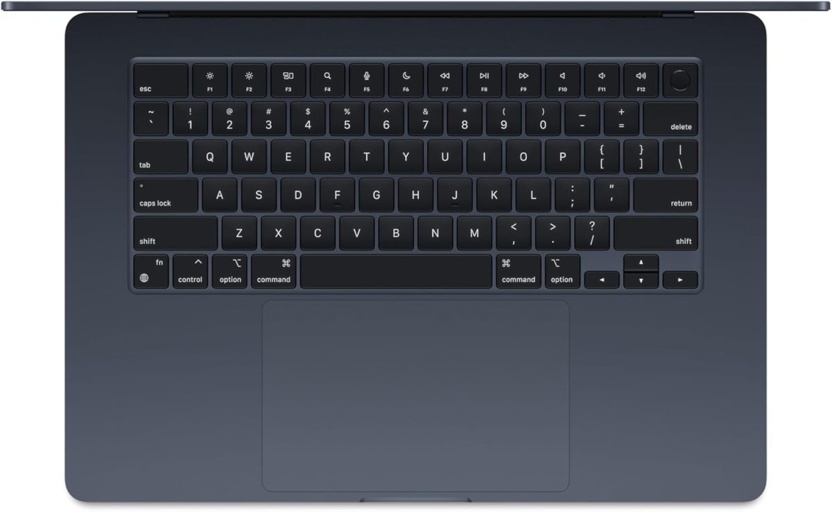 ⁦Apple 2024 MacBook Air 15-inch Laptop with M3 chip: Built for Apple Intelligence, 15.3-inch Liquid Retina Display, 16GB Unified Memory, 512GB SSD Storage, Backlit Keyboard, Touch ID; Midnight⁩ - الصورة ⁦2⁩
