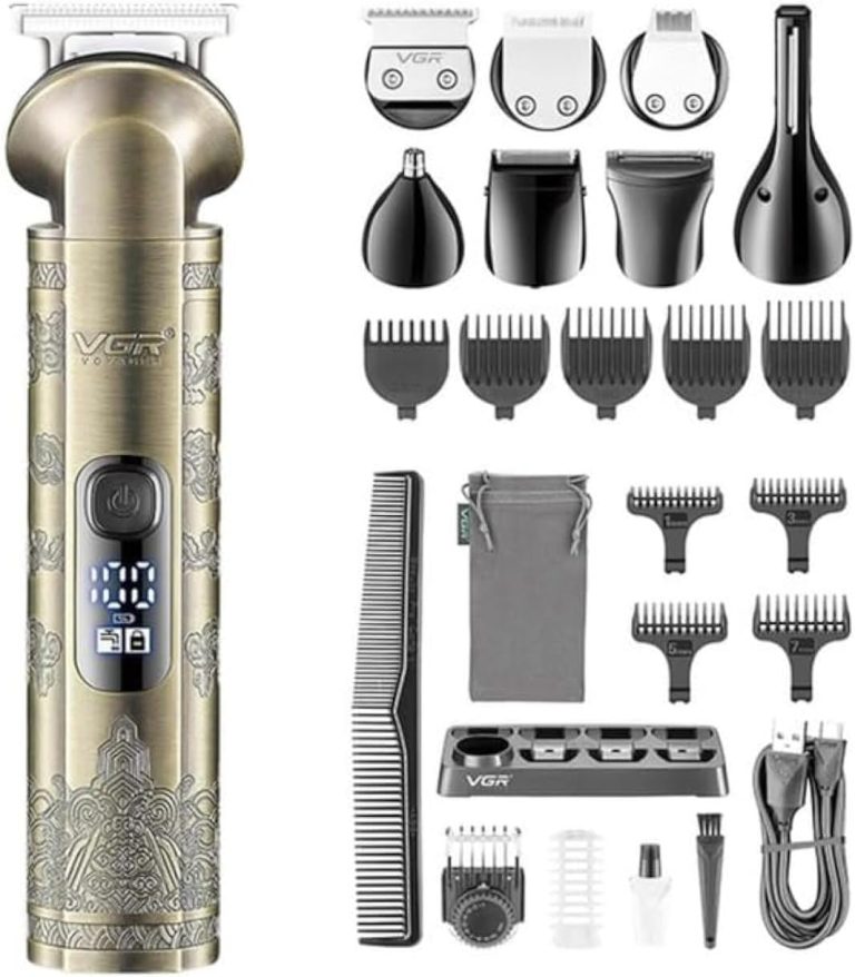 Vgr V-110 8-In-1 Face Hair Body & Private Parts Multi Grooming Kit Hair Trimmer Beard Trimmer Ear & Nose Trimmer Head Shaver Full Body Grooming Kit Metal Body With Travel Pouch Runtime 180 Minutes