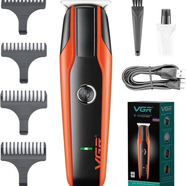 VGR V-999 Professional Rechargeable Cordless Beard Hair Trimmer Kit with Dual Motor, Guide Combs Brush USB Cord for Men, Family or Pets Rechargeable Li-ion Battery 120 minutes Runtime