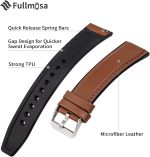 ⁦Fullmosa 20mm/22mm Watch Strap, Leather and Meex Smart Watch Strap Compatible with Amazfit/Huawei/Casio/Fossil, for Men and Women⁩ - الصورة ⁦4⁩