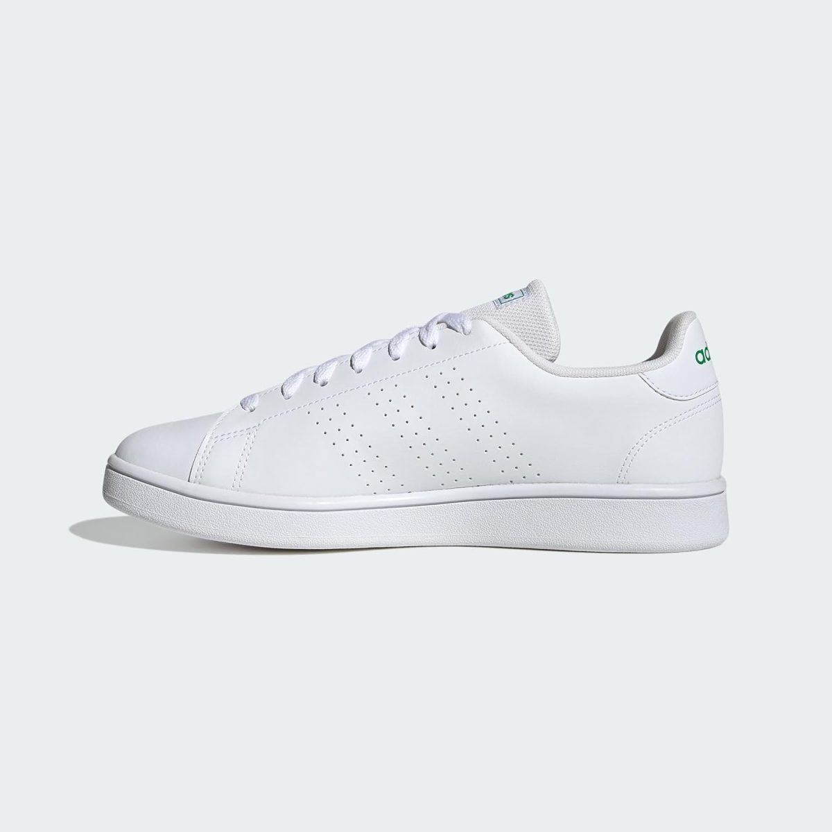 ⁦Adidas Grand Court Base Faux Leather Contrast-Stripe Back-Logo Low-Top Lace-Up Tennis Sneakers for Men - Ftwr White and Core Black, 46 2/3⁩ - الصورة ⁦2⁩