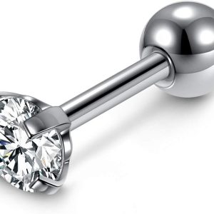 ⁦Zysta Mini Cubic Zirconia 16G Earring Studs Round Rhinestone Diamond Stainless Steel Post Back Ball Screw Men Women Boy Girl Nose Helix Cartilage Ear Lobe Small Cute Piercing Jewelry⁩ - الصورة ⁦5⁩