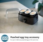 ⁦Philips Egg Cooker 3000 Series - 400W, 6 Eggs Capacity, Cooking Levels, Poached Accessory, Ready Signal, Black - HD9137/91⁩ - الصورة ⁦2⁩