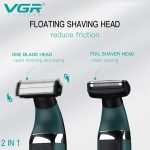 ⁦VGR Premium Cordless Rechargeable IPX5 Fully Waterproof Dual Sided OneBlade Trimmer & Shaver 3 Trimming Combs for complete Beard Styling & Body Hair Trimming⁩ - الصورة ⁦3⁩