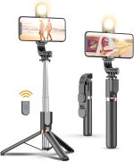Yeaki Selfie Stick Tripod with Wireless Remote, Cellphone Selfie Stick Tripod with LED Fill Light, for iPhone