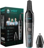 V-603 Professional Nose and Body Trimmer, 1200mAh Battery, 2 Speed Settings, IPX5 Waterproof, LED Display, Black
