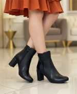 Ankle Boot Heels Leather With Zipper R-25 - الصورة 2