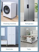 More In Washer Dryer Fridge Stand Movable Base - Washing Machine Refrigerator Base Stand Bracket Fridge Washing Machine Trolley Bracket Mount Convenient Movable Adjustable (Silver) - الصورة 6
