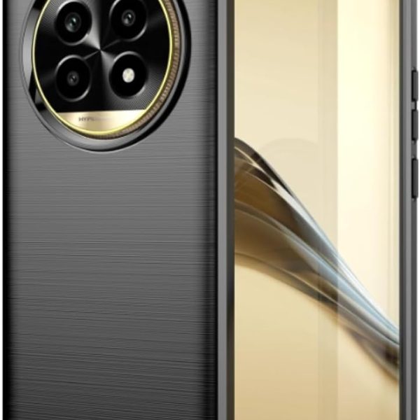 جراب متوافق مع ريلمى 13 برو بلس ، - غطاء حماية مصقول و مقاوم للصدمات رفيع للغاية من ألياف الكربون المصقولة - غطاء واقي مضاد للخدش شديد التحمل و مقاوم للانزلاق من Graby Shop - أسود