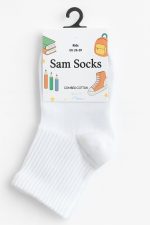 ⁦Sam Socks Kids Set of 3 Long School Plain Socks White size 26-29 EU⁩ - الصورة ⁦5⁩