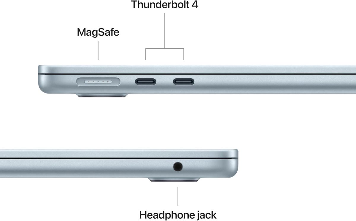 ⁦Apple 2025 MacBook Air 13-inch Laptop with M4 chip: Built for Apple Intelligence, 13.6-inch Liquid Retina Display, 16GB Unified Memory, 256GB SSD Storage, 12MP Center Stage Camera, Touch ID; Sky Blue⁩ - الصورة ⁦6⁩