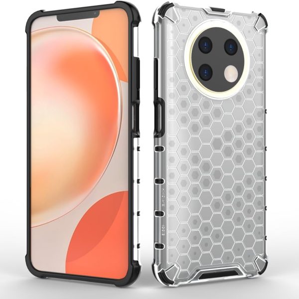 جراب متوافق مع هواوى Nova Y91 4G ، - غطاء حماية مصقول مقاوم للصدمات متين مع حماية للكاميرا - غطاء واقي مضاد للخدش شديد التحمل و مقاوم للانزلاق - حواف سوداء خلفية شفافة خلية النحل