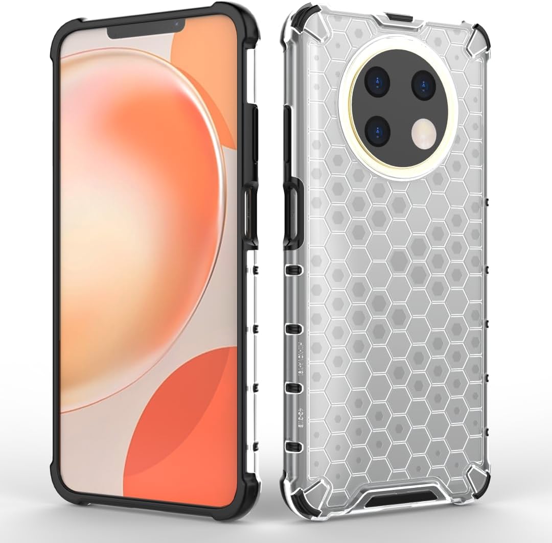 61dJrOSUxCL._AC_SL1080_.jpg جراب متوافق مع هواوى Nova Y91 4G ، - غطاء حماية مصقول مقاوم للصدمات متين مع حماية للكاميرا - غطاء واقي مضاد للخدش شديد التحمل و مقاوم للانزلاق - حواف سوداء خلفية شفافة خلية النحل