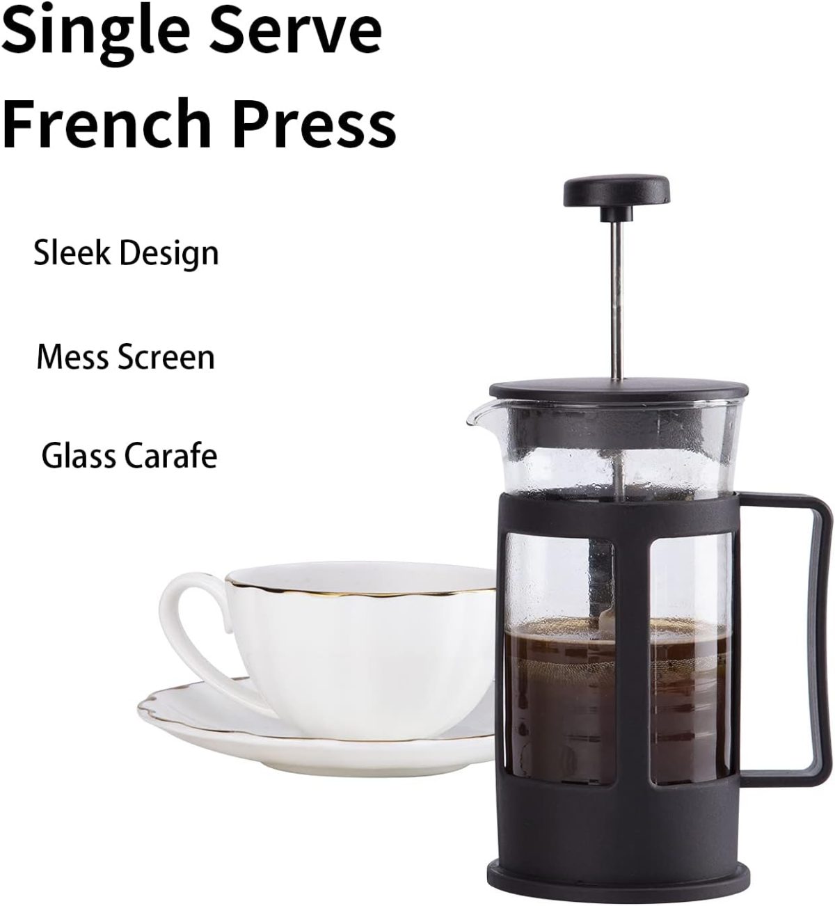 ⁦Entemah French Press Coffee Maker, Coffee Press with Heat Resistant Thickened Borosilicate Glass, 12oz(350ml) French press pot⁩ - الصورة ⁦2⁩