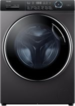 Haier 12 KG Front Loading Washing Machine, 525mm Super Drum, Direct Motion Inverter Motor, Laser Welding, Steam, Dark Silver, HW120-B14979S8