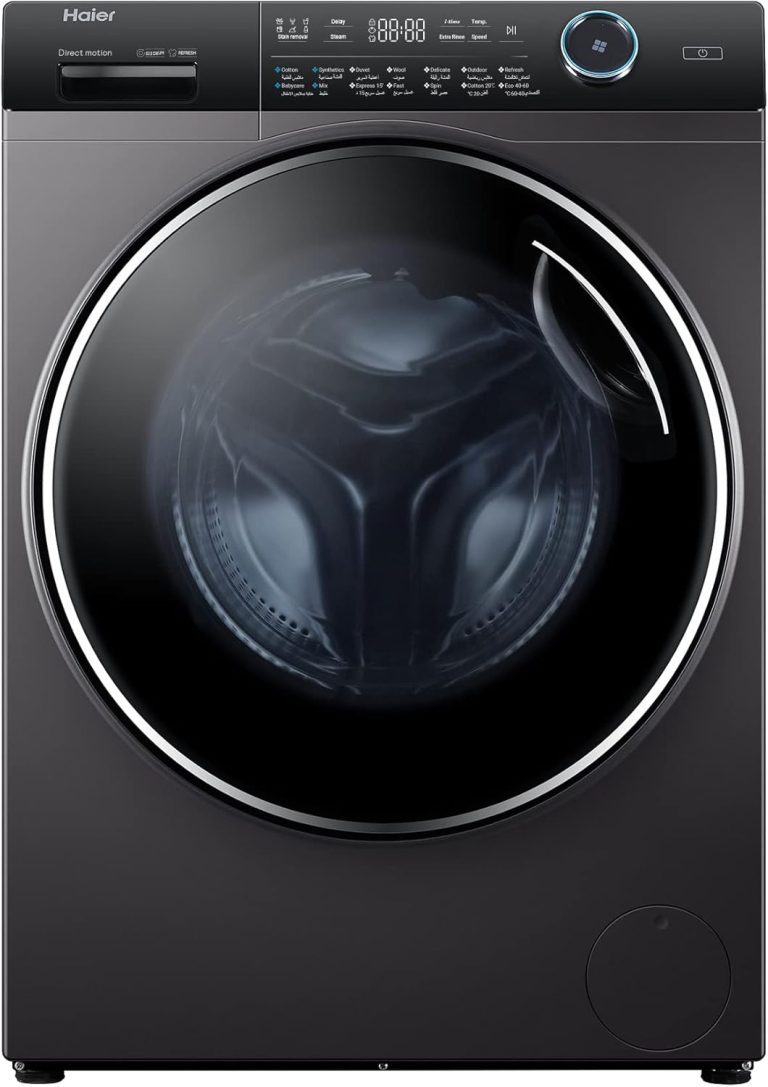 Haier 12 KG Front Loading Washing Machine, 525mm Super Drum, Direct Motion Inverter Motor, Laser Welding, Steam, Dark Silver, HW120-B14979S8