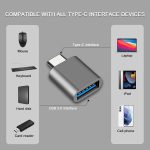 ⁦USB C to USB Adapter, Type C Thunderbolt 4 OTG Converter, USB-C Male to USB 3.0 Female Adapter (3-Pack) for Apple MacBook Pro, MacBook, iPad, Galaxy S20-S23 and More (Black/Grey/Silver)⁩ - الصورة ⁦5⁩