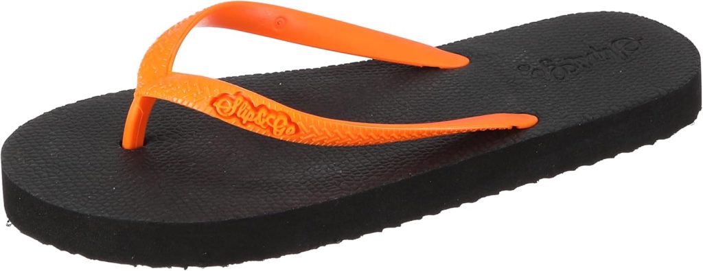 Premium Men's Comfort Slippers -Black With Orange Strap,46-47